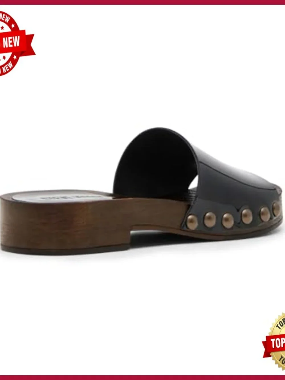 Slide Sandals with Block Heel and Ankle Strap